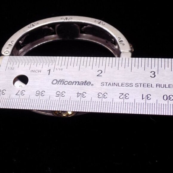 Brighton Hinged Bangle Bracelet Selene Yellow Clear Crystal Faux Pearld Magnetic - Picture 3 of 8